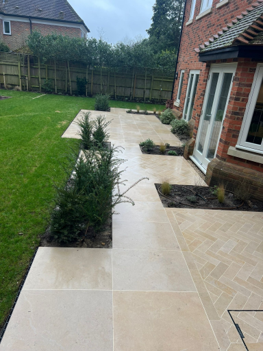 Egyptian Beige Limestone Patio Installed In Beaconsfield By Allscapes Gardens Ltd 2 Medium